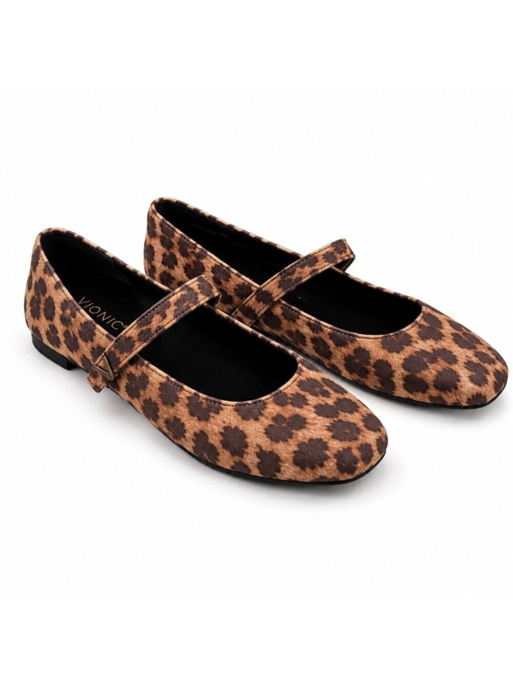 Vionic Alameda Tan Leopard Leather Orthotic Mary Jane Flats Womens 11 Square Toe - Picture 2 of 7